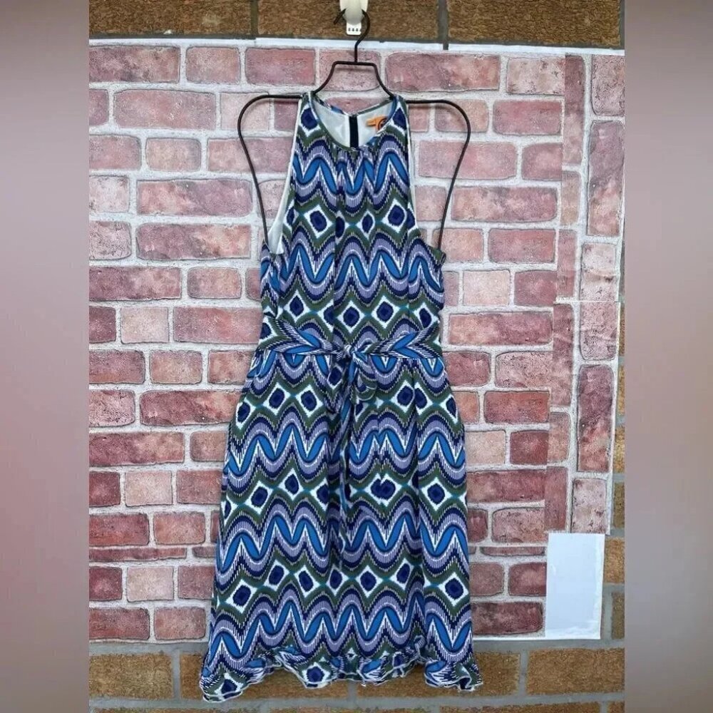Tory Burch silk chevron belted dress size 6